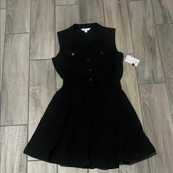 Nine West | Dresses | Nine West Black Buttoned Aline Mini Dress | Poshmark